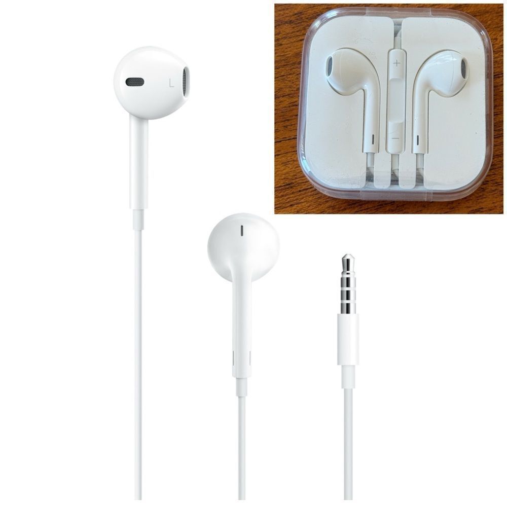 New Apple White Wired EarPods (3.5mm Headphone Plug) with Case